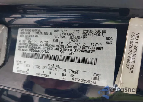 2016 Lincoln Mkc Reserve z USA, uszkodzony, nr VIN 5LMCJ3D96GUJ04637